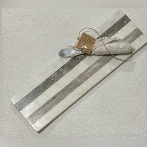Mud Pie NWT 4x13 Inch Multi-Colored Marble Charcuterie Board W/Spreader 2 Pc Set